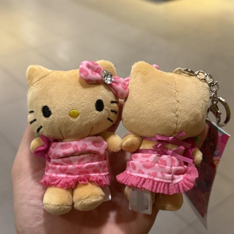 Pink Leopard Print Bikini Dark Skin kitten Plush Dolls Keychains Cartoon JK Uniform Kitty Plush Accessories Bag Pendant