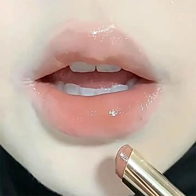Moisturizing Mirror Water Light Lipstick Clear Nude Brown Glass Gloss Lip Gloss Lasting Non-stick Cup Low Saturation Lipsticks