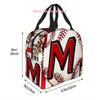 1pc, Baseball-themed Pattern with Letter M Printed Thermal Bag, Insulation Bag, Insulated Bag. Not for Food Contact. Suitable Fo