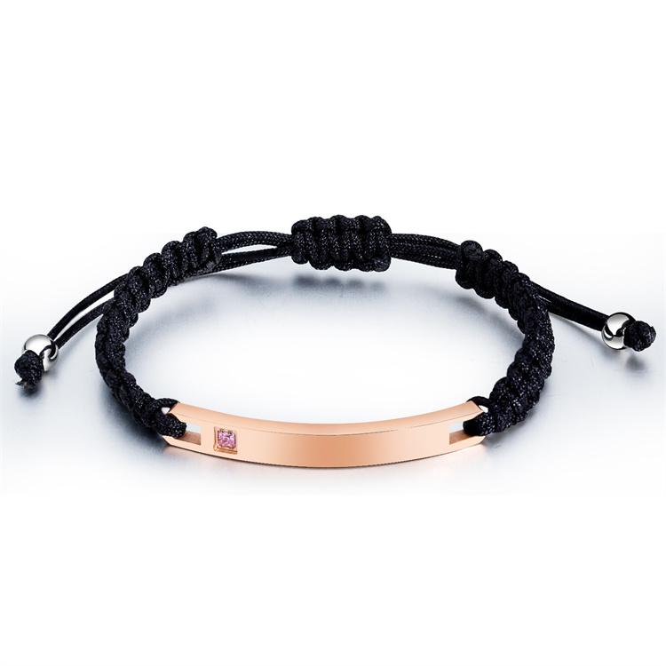 Fashion design rope braided bracelet stainless steel metal adjustable bracelet personalized custom couple bracelet