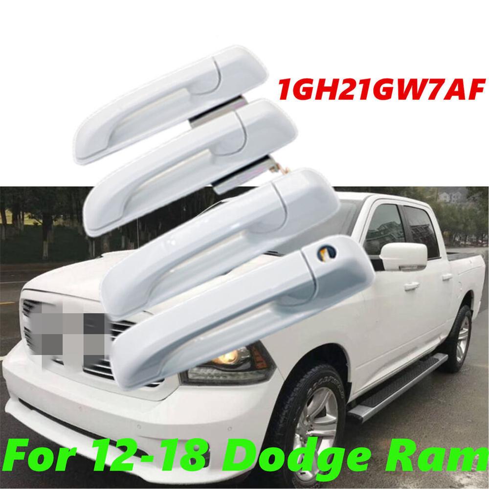 4x Car Bright White For 2019-2021 Dodge Ram 1500,2500,3500 Painted Door Handles