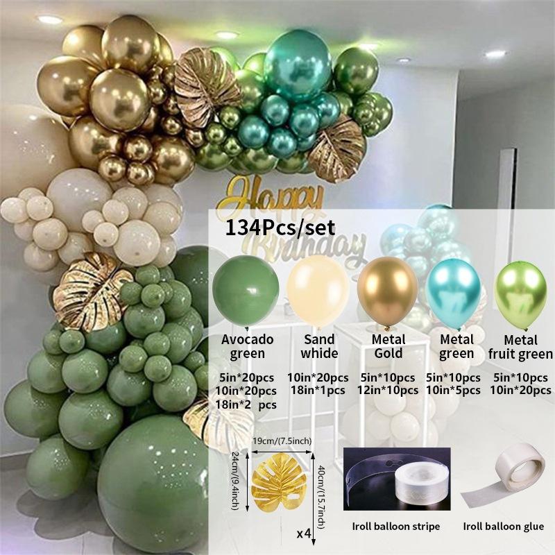 Forest Series Green Balloon Chain Set Children'S Birthday Theme Party Decoration Jungle Arrangement Balloon