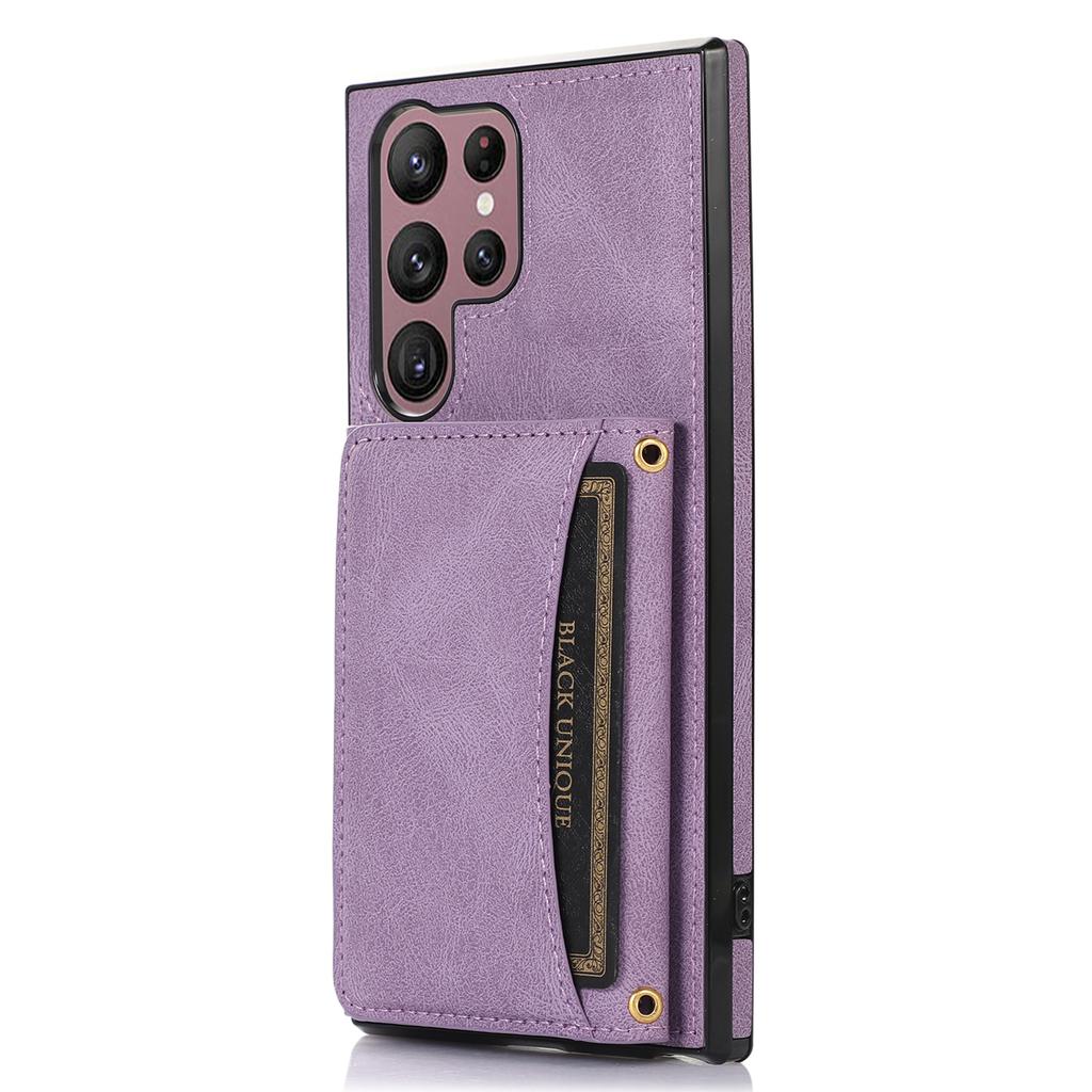 For Samsung Galaxy S24 Ultra Cell Phone Case Tri-fold Wallet Kickstand PU Leather Coated TPU Cover