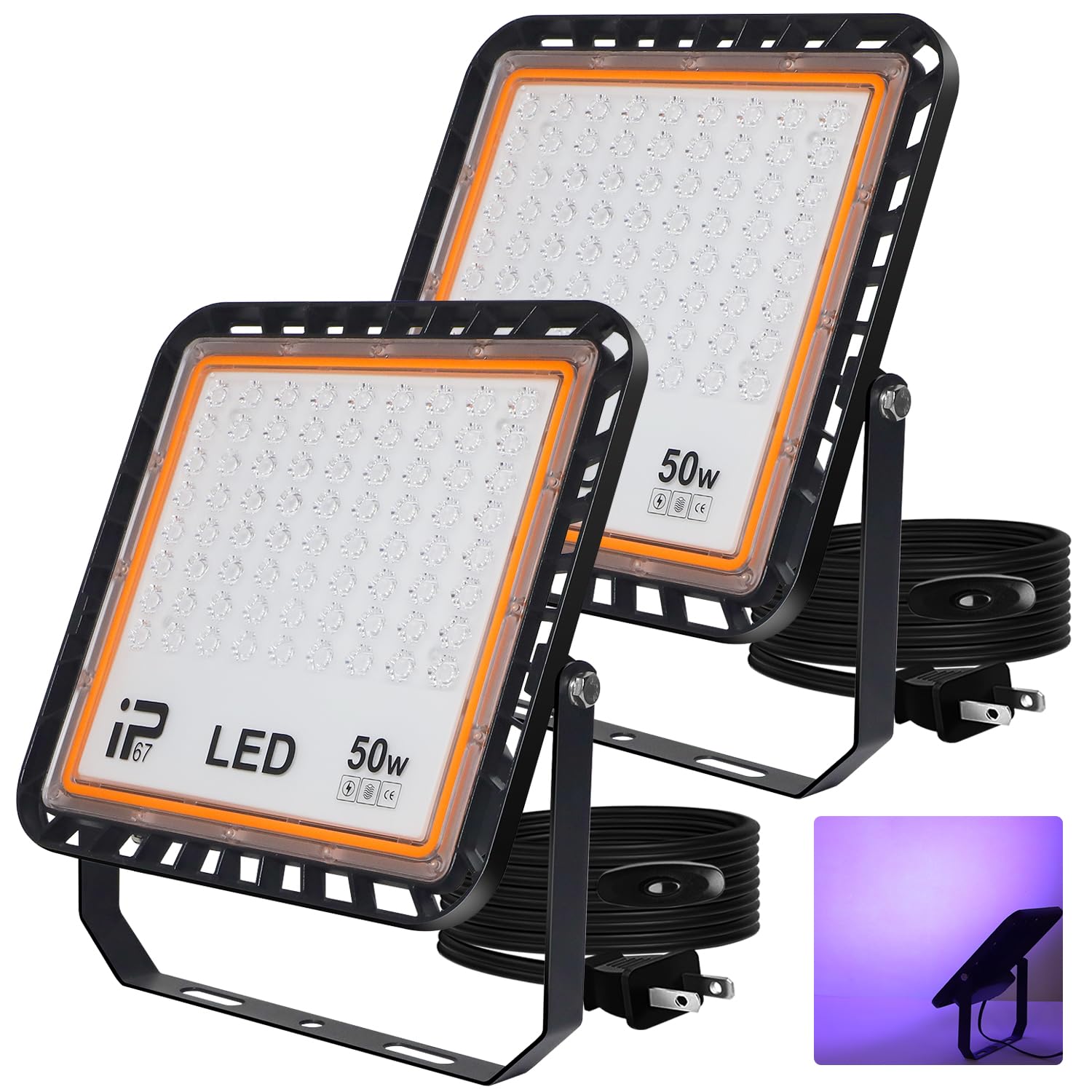 

50W UV LED Black Light, IP67 Waterproof, 395-405nm, Outdoor UV Irradiator, Stage Lighting, 3D Model Drying, Resin Curing, Party Supplies, Atmosphere