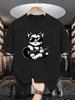 Unisexs Crew Neck T Shirt Hip Cat Sunglasses Play Guitar Rock Music Cartoon Graphic Short Sleeve Casual Cotton Street Tees