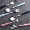 Clearance, Ceramic Handle Stainless Steel Rice Spoon, Ice Cream Spoon, Food Spoon, Small Household Spoon, Western Spoon, Steak Fork