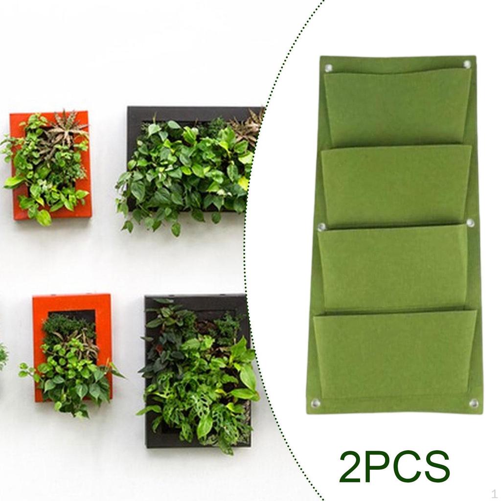 2 Pieces Hanging Grow Bags Flower Containers Non Woven Fabrics Wall Planters Pouch