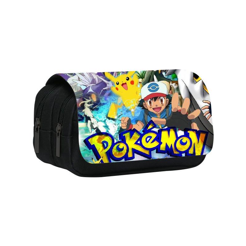 Pokemon Muster Doppellagige Klapphülle Aufbewahrung für Schreibwaren Federmäppchen Für Schüler und Kinder