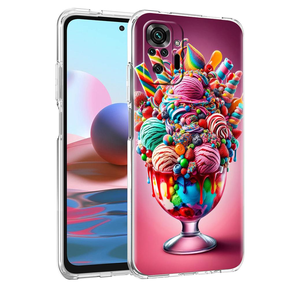 

Transparent Phone Case for Redmi 14C 13C 10C 10 9 Note 13 12 11 K50 K40 Plus Pro 4G 5G Soft TPU Cover Ice Cream Pattern Fundas for Redmi 14C