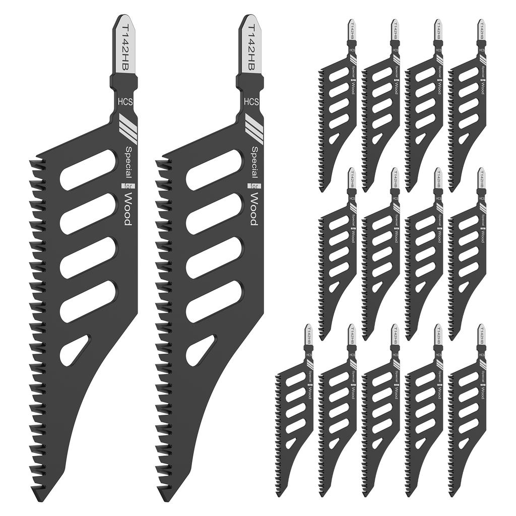 15Pcs Jigsaw Blade T Shank Flush Cutting Saw Blade High Carbon Steel Irregular Curve Saw Blade for Plywood Hardwood Cutting Tool