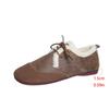 Fashion Winter Lace Up Women's Flats 2025 Casual Warm Moccasin Shoes Women Cow Suede Patchwork Round Toe Short Plush Ladies Flat Shoes