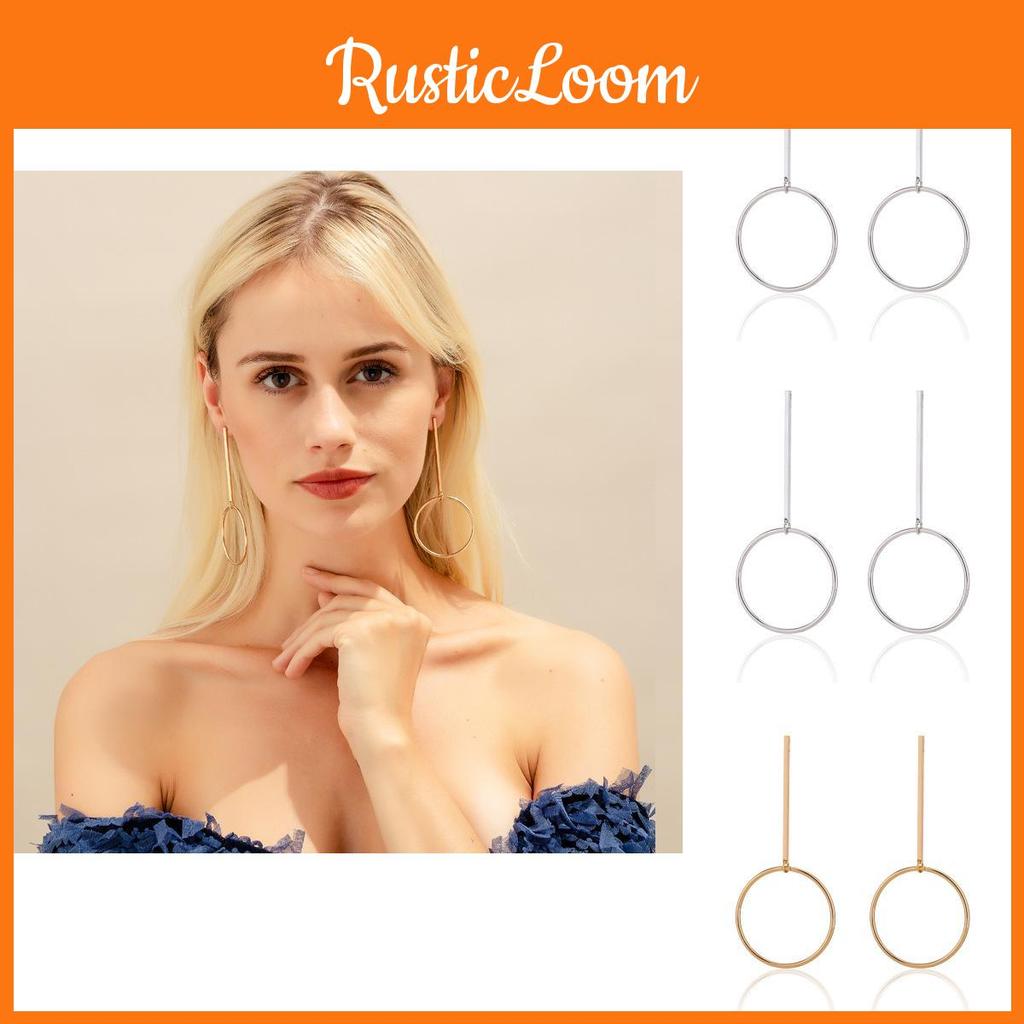 And Silver Gold Geometric Hoop Earrings Fashionable Minimalist Alloy Jewelry Women For