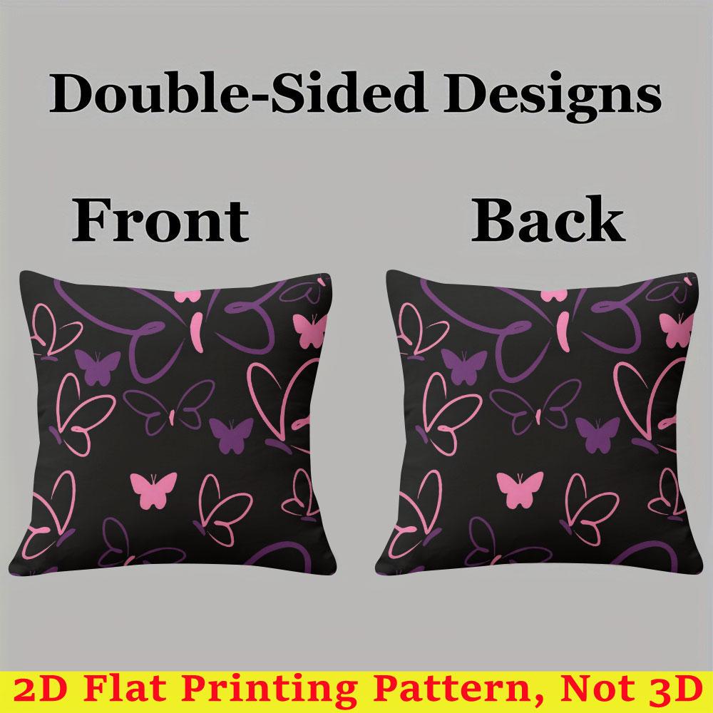 Purple Pink Butterfly square Jacquard Pillow Cover for Sofa Office Waist Cushion Cover Home Decorative Pillowcase