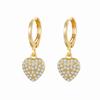 Rhinestone Zircon Peach Heart Cross Dangle Earrings In Ins Style