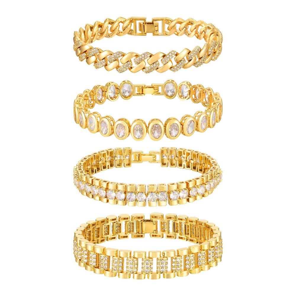 Handmade Paperclip Chain Women Bracelet Jewelry Cubic Zirconia Bangle  Female Lady Girl