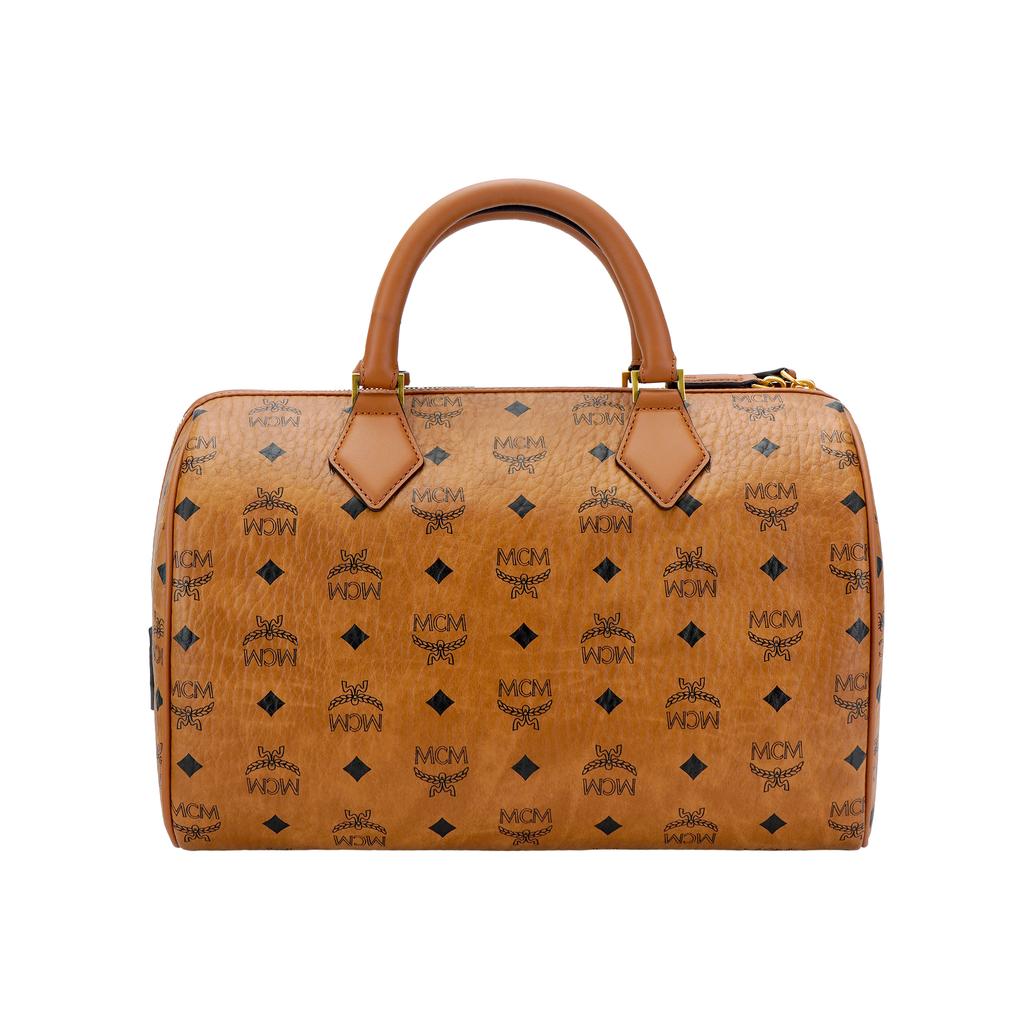 MCM Ella Boston Tasche Mit Verstellbarem Abnehmbarem Schultergurt Segeltuch Und Leder Damen Handtaschen Braun MWBESEA03CO001
