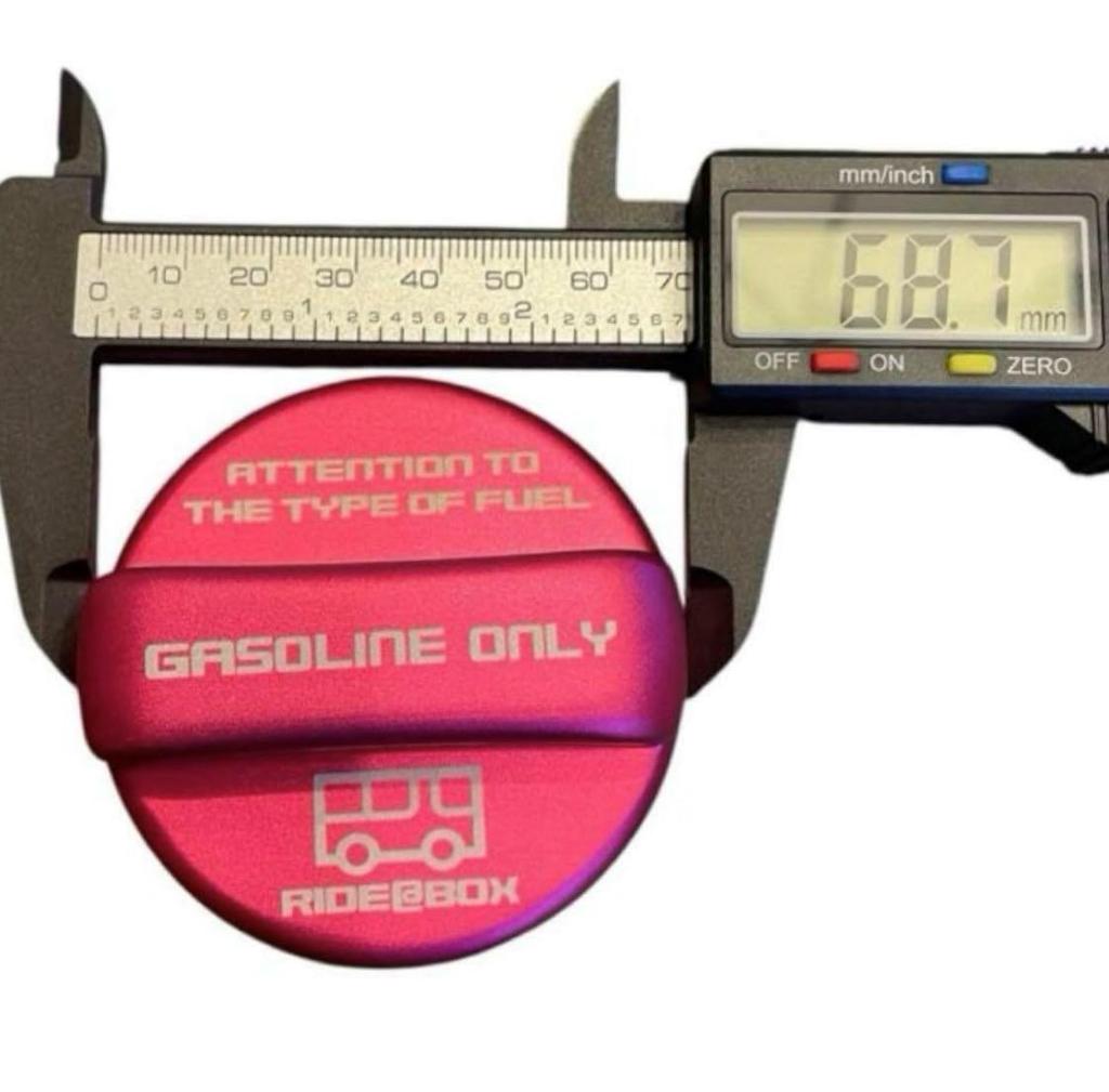 RIDE@BOX Fuel Cap Cover: Aluminum Fuel Filler Cap for Toyota Hiace/Regius Ace 200 Series, Pink, Adhesive Type, Gasoline