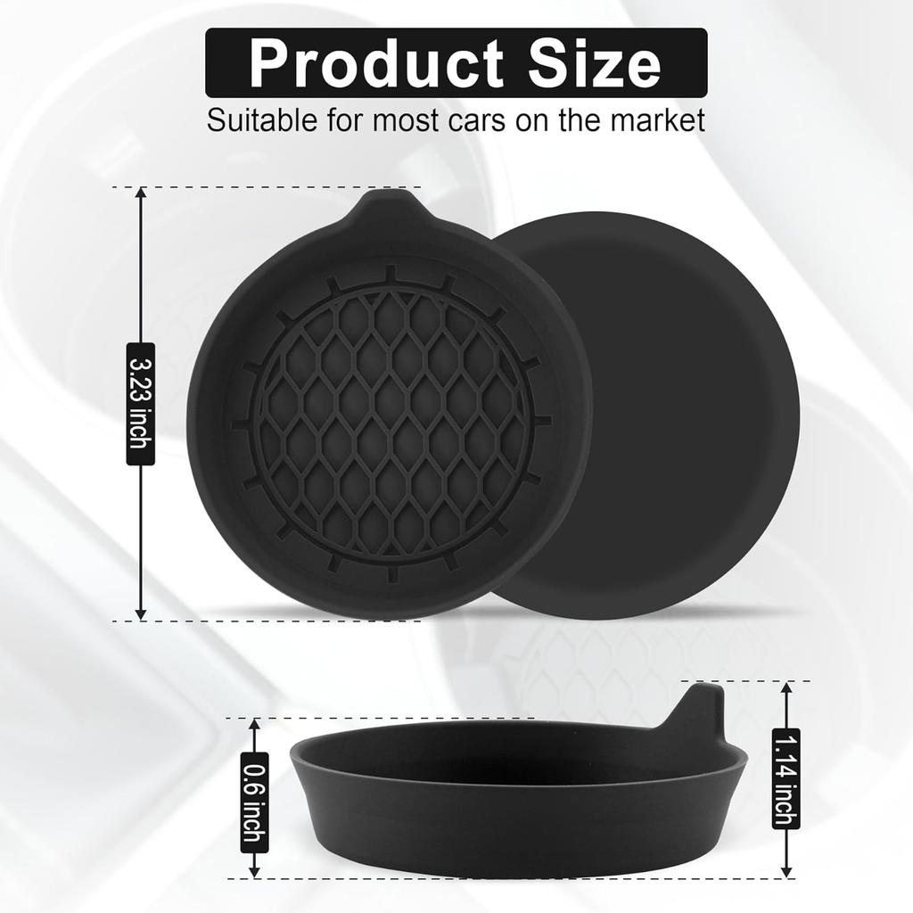 SINGARO Car Cup Holder Coaster,Silicone Cup Holder Insert,Universal Non-Slip Cup Holder,Car Accessories Interior Unisex 4 Black