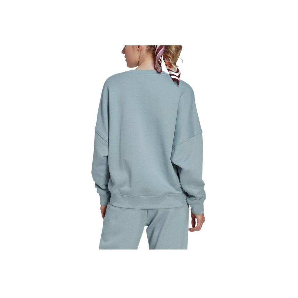 Adidas Alphabet Print Crew Neck Sweatshirt Japanese Edition Women Tops Blue HL9057