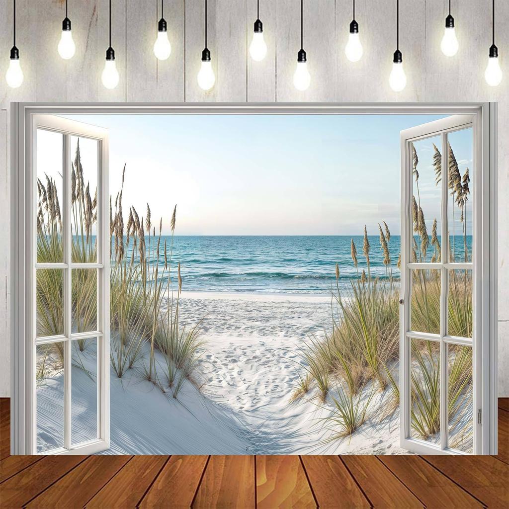 Sunset Beach Path Tapestry,Realistic Ocean Sea Sand Dune Scenic Landscape Print Wall Hanging for Bedroom Living Room Dorm Office