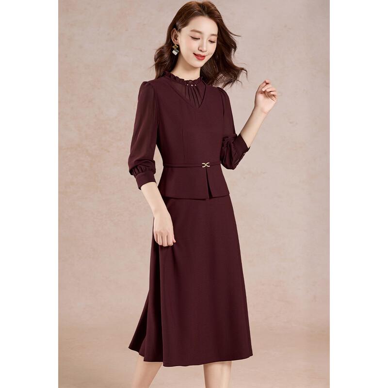 Elegant Spliced Faux Two-Piece Midi Dress