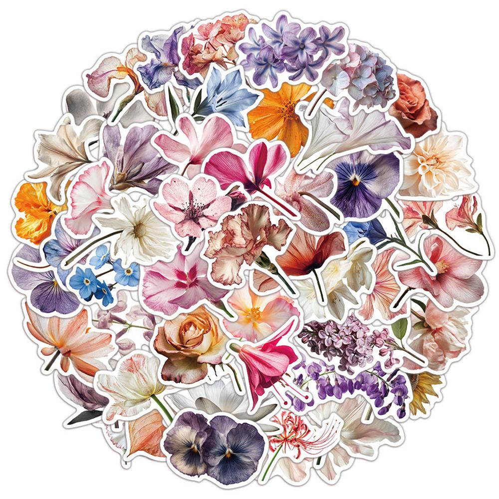 10/30/50pcs Colorful Blooming Flower Cartoon Stickers Graffiti Phone Laptop Notebook Suitcase Waterproof Sticker Toys