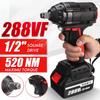 AC 110-240V 520NM 1/2 Inches Max, Brushless Impact Wrench 288VF  Li-ion Electric Wrench with 2 Batteries for Battery