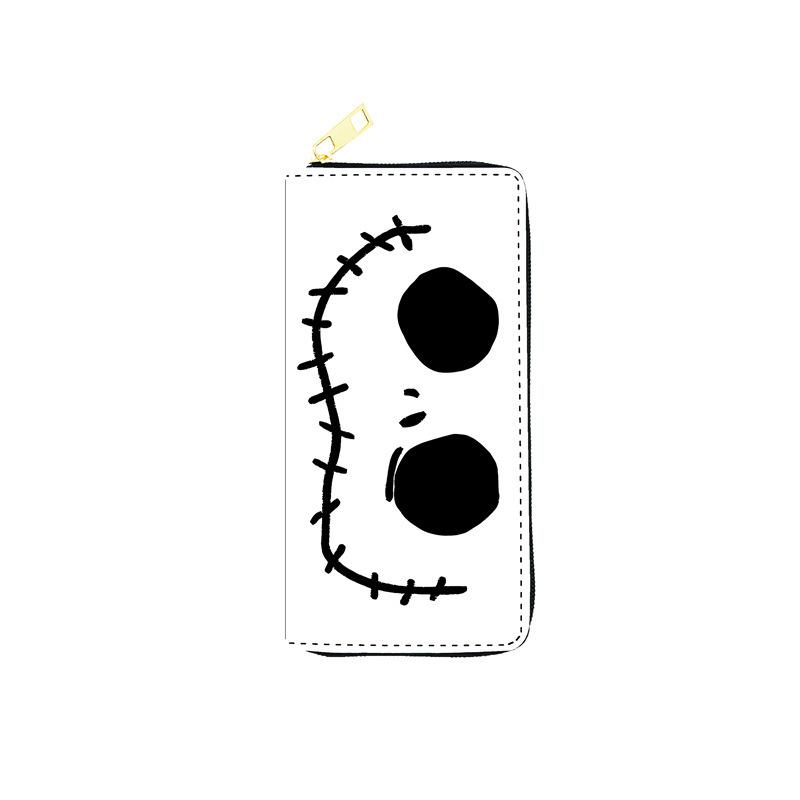 The Nightmare Before Christmas PU Leather Long Zip Wallet Single Zipper Clutch Purse, Multi-Function Makeup Bag, Jack Skellington Print 3pcs