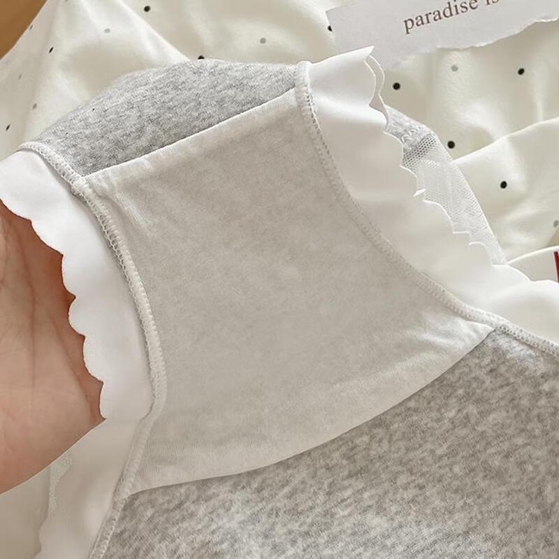 Nei Xiao Ban Women's Lace Cotton Antibacterial Mid-Waist Briefs 3-Pack