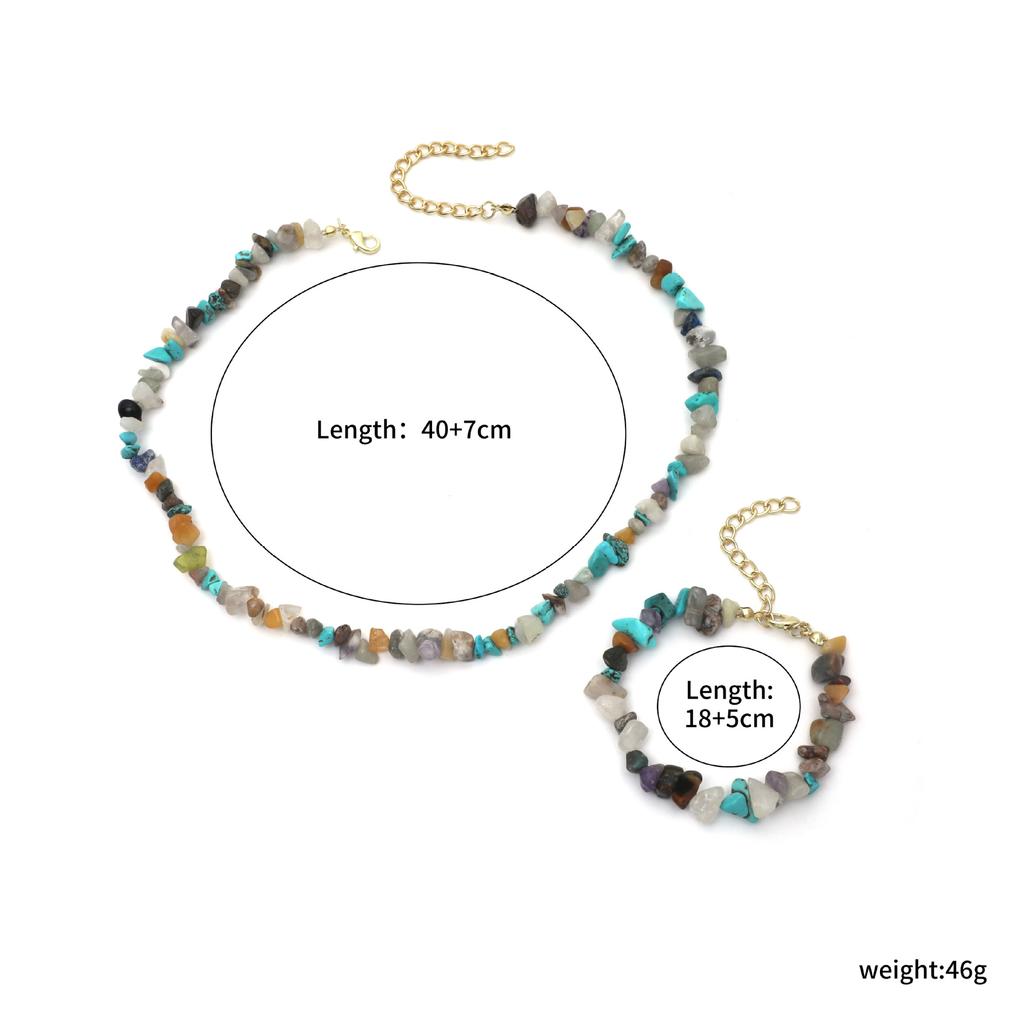 Necklace for Women Jewelry Gravel Beaded Natural Stone Necklace Handmade Colorful Stone Bracelet Necklace Women Beautiful Elegant Necklace for Her