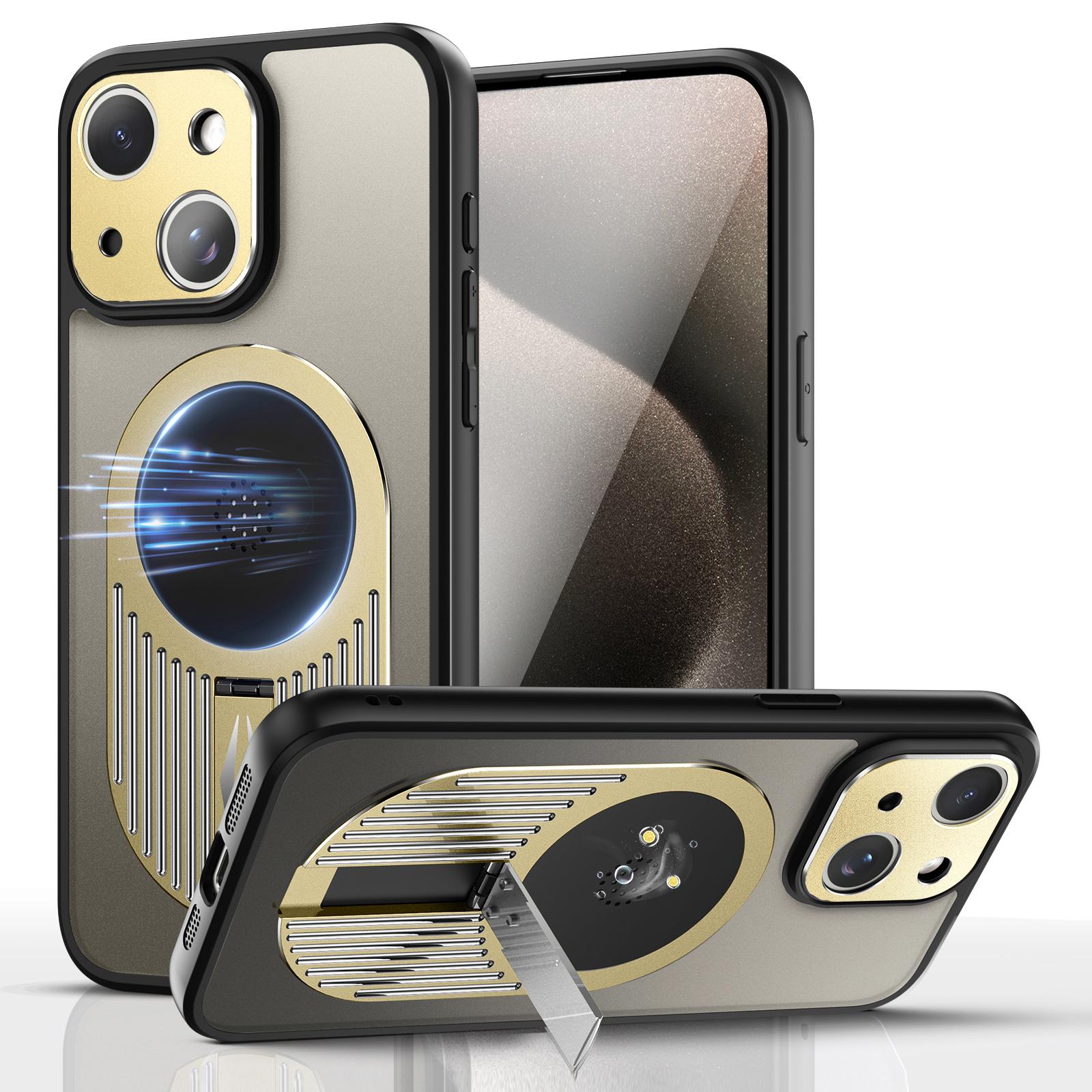 

For iPhone 13 Graphene Heat Dissipation Case Silicone PC Kickstand Phone Cover