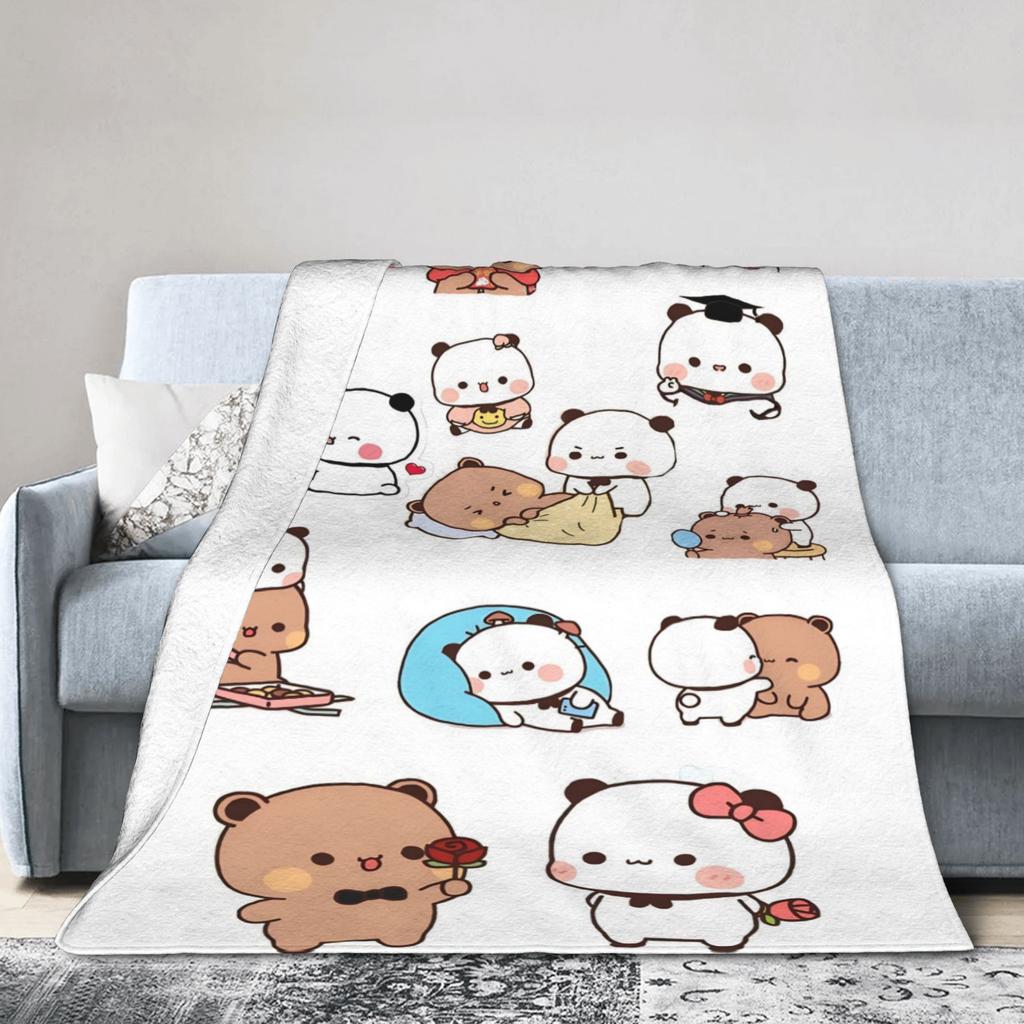 Bubu Dudu Süßer Cartoon-Bär Charakter Warme Weiche Decke Kawaii Panda Plüsch Überwurfdecke Schlafzimmer Flanell Bettüberwurf Sofabezug