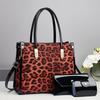 Leopard Texture Print Tote Bag Retro Fashion Women Square Handbag With Strap Crossbody Shoulder Bag Lady Gift Top Handle Bag