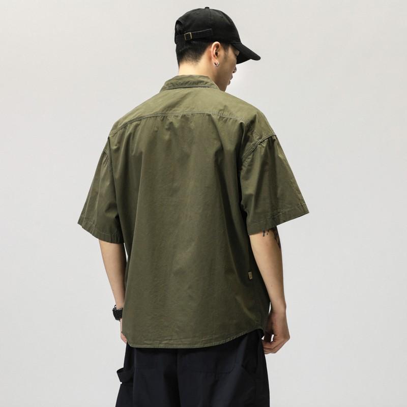 Men's Workwear Pocket Detail Short Sleeve Shirt Casual Loose Fit Streetwear Top