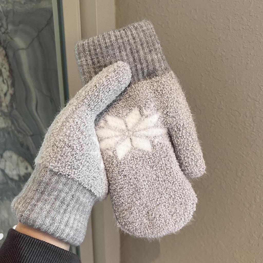 Women's Snowflake Insulated Velvet Gloves: Windproof & Warm for Winter Cycling Outdoors