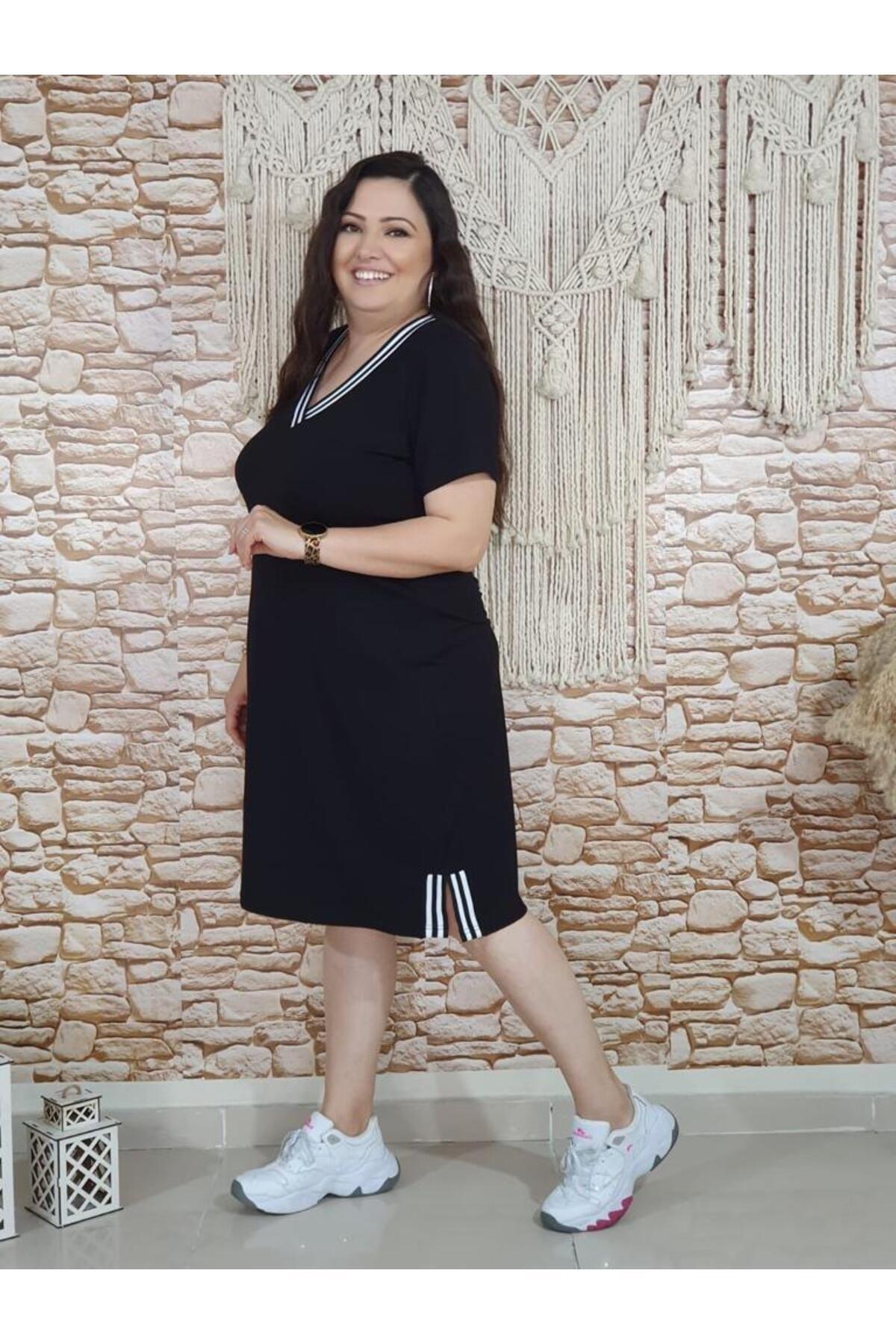 

Women s Big Size Dress Black Striped Plus Size Dress 2XL