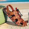 New Trend Mens Casual Slippers Dual-Purpose Leather Sandals for Men Summer Fashion Beach Shoes Male Non-slip Open-toe Half Drag