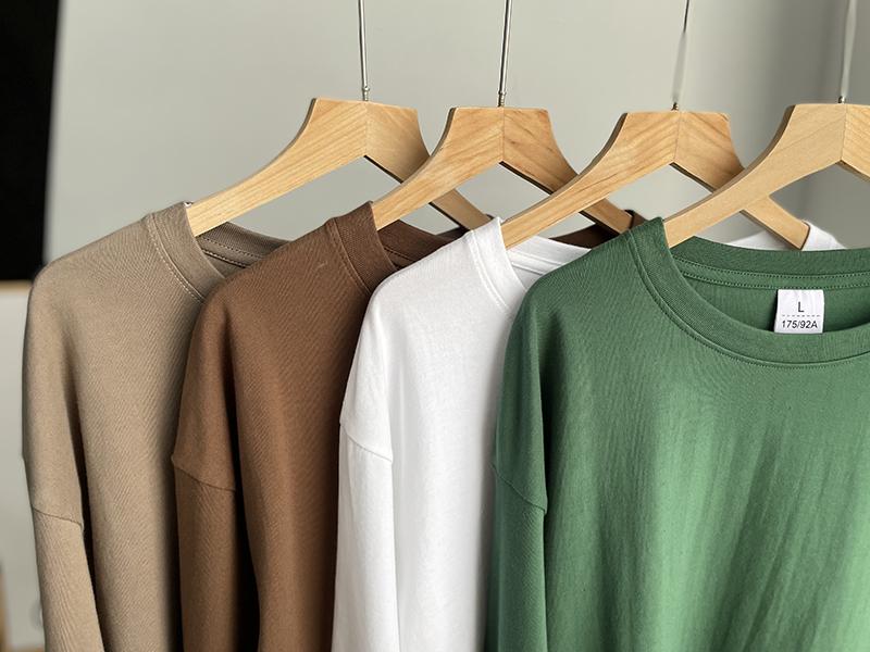 Hirsionsan Tricou cu mânecă lungă, 100% bumbac, cu decolteu în formă de O, pentru femei, tricouri solide, toate se potrivesc