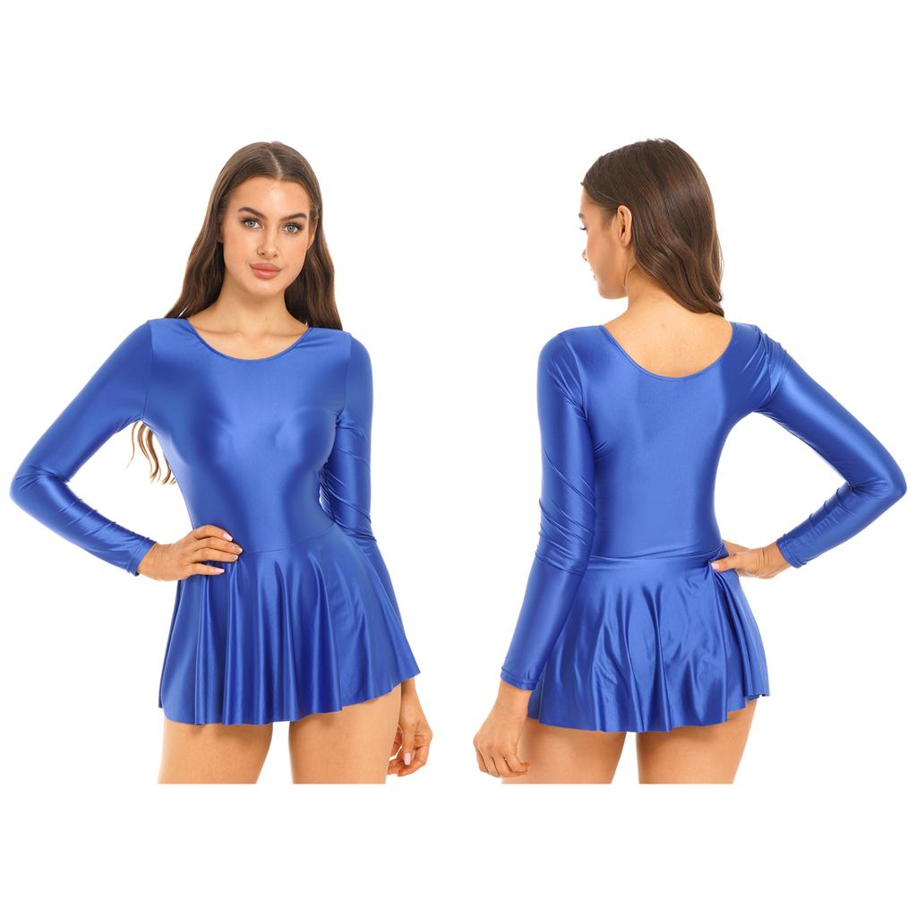 Summer Sexy Dress Women Bodycon Dress Glossy Shiny Silk Smooth Tight Long Sleeves Party Dress Sports Dresses