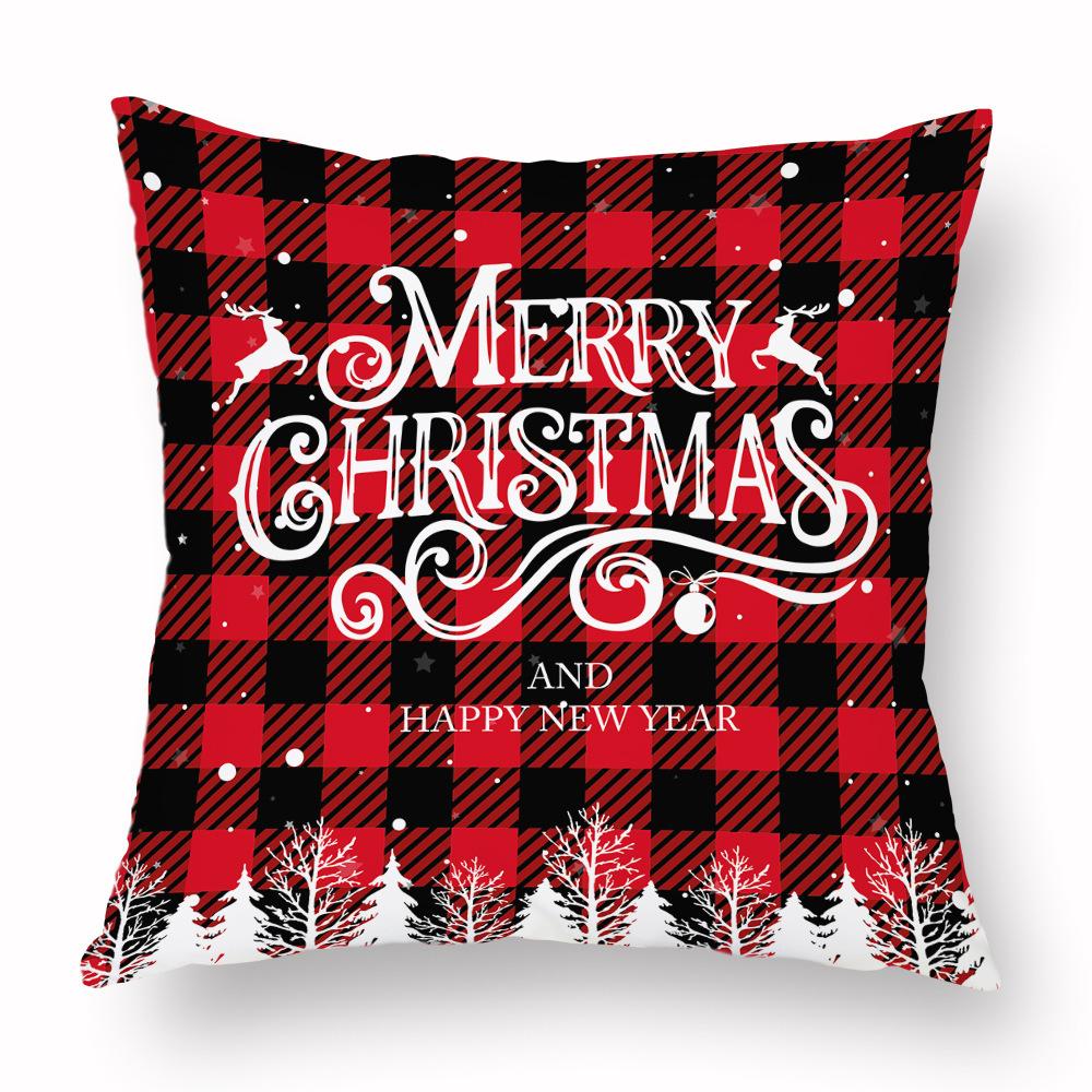 Christmas Hug Furniture Pillowcase Red Plaid Sofa Waist Support Pillow Home Home Decor Linen
