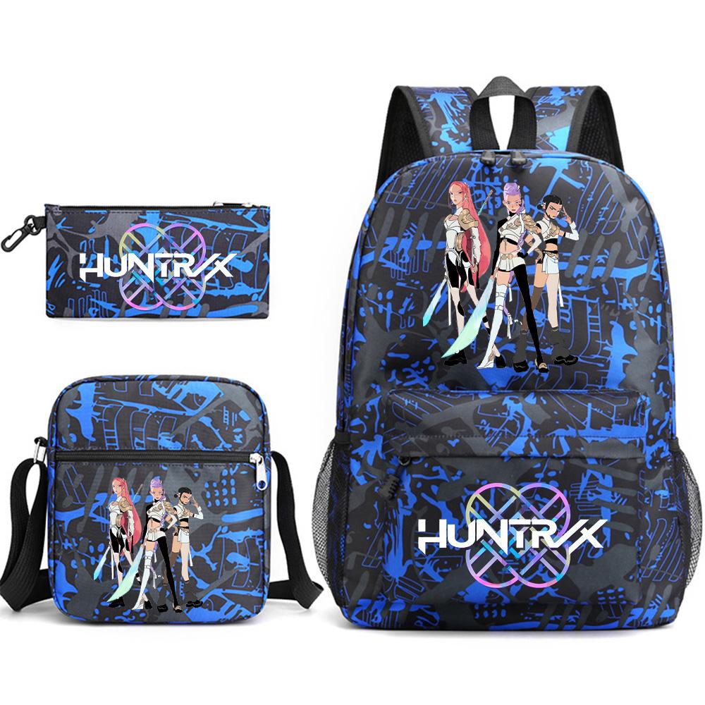3Pcs/set Anime Printed Backpack with Shoulder Bag Pencil Case for Teenager Student Boy Girl SchoolBag Large Capacity Waterproof Bookbag Kid Gift