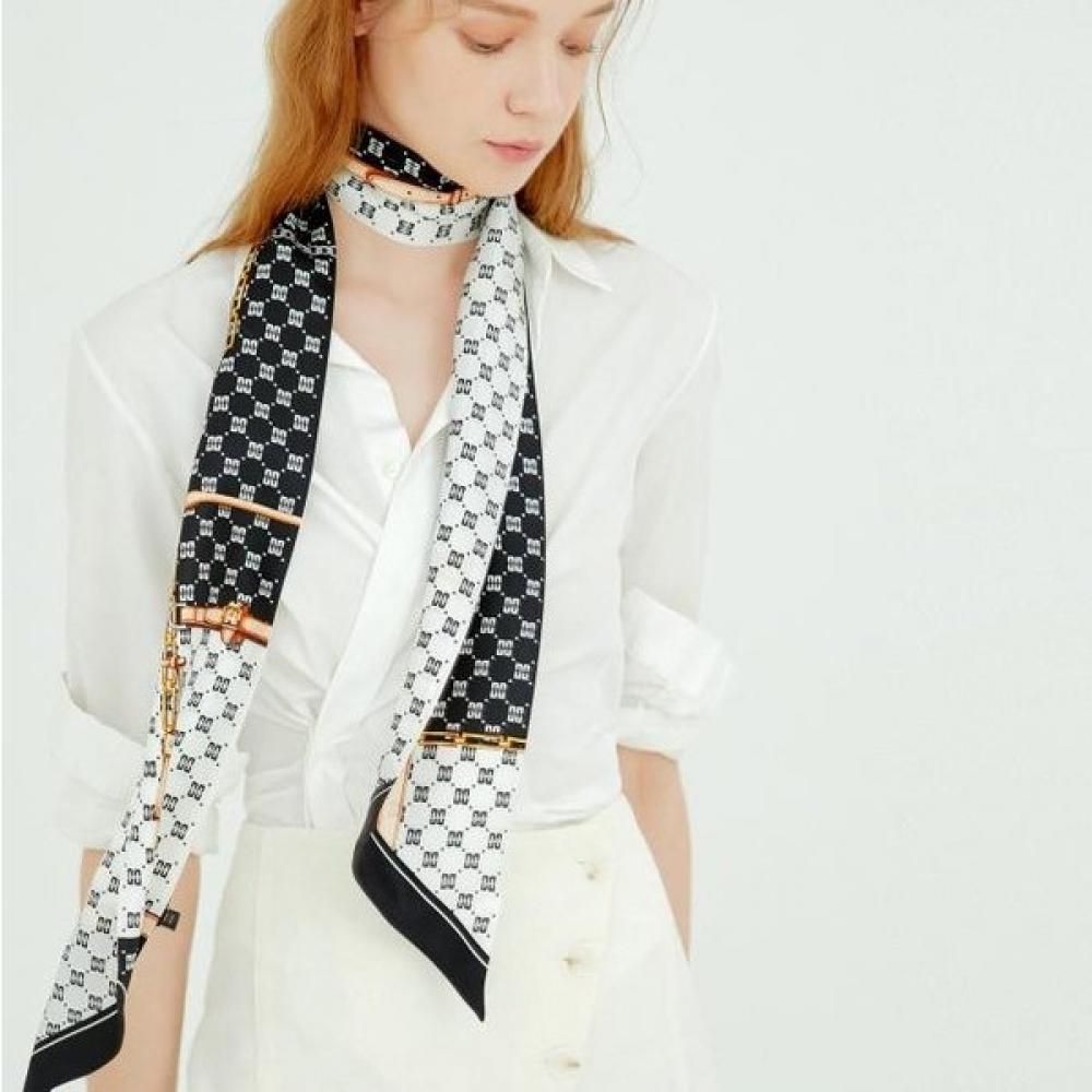 Daks Black Silk Long Skinny Scarf Dcsc0e025 Single option