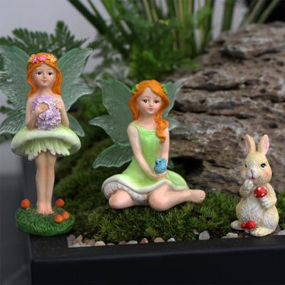 3 Adet Minyatür Melek Figürleri, Tavşan Reçine Heykelleri Dollhouse Dekorasyon, Yeni Eve Taşınma Peri Bahçe