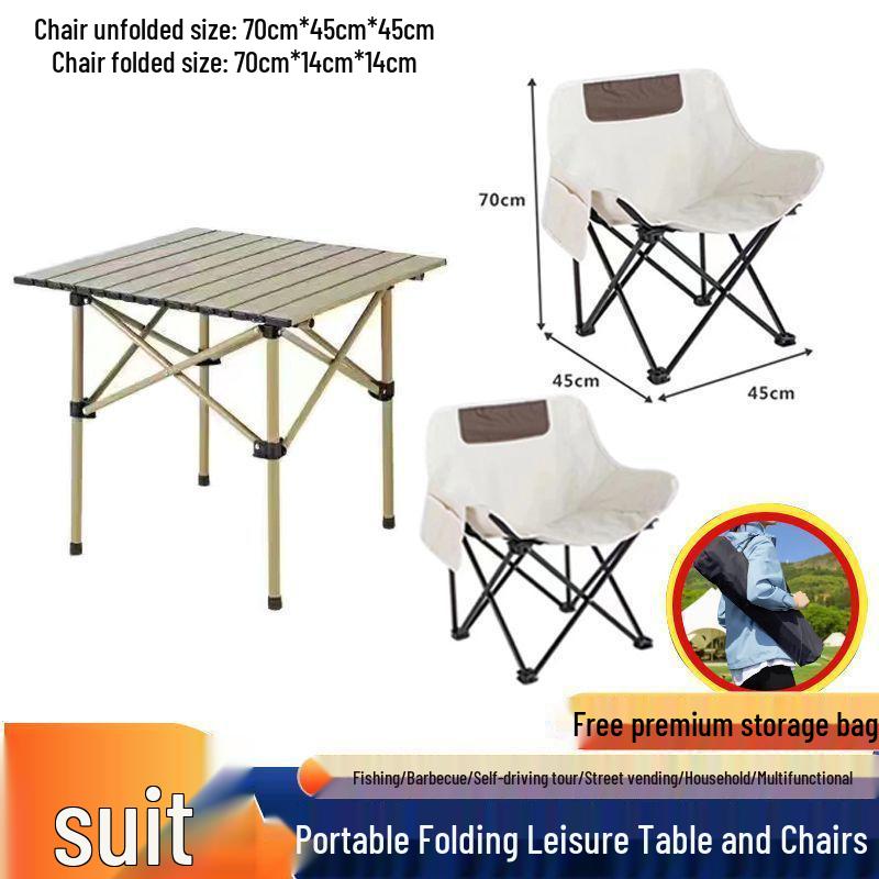 Portable Metal Folding Moon Chair with Backrest for Outdoor Camping and Picnics