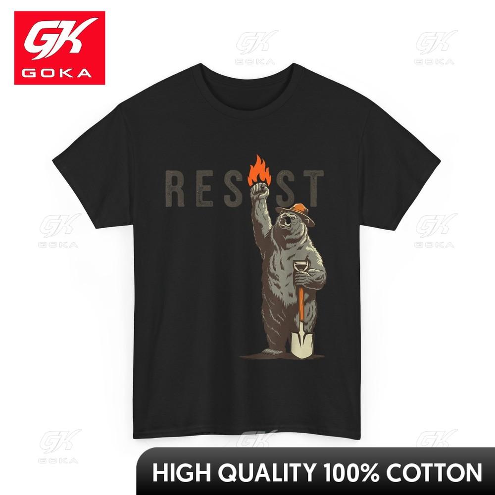 

Smokey The Resist Bear Women Unisex Vintage Stylish Short Sleeve Graphic Top Casual Daywear 4XL