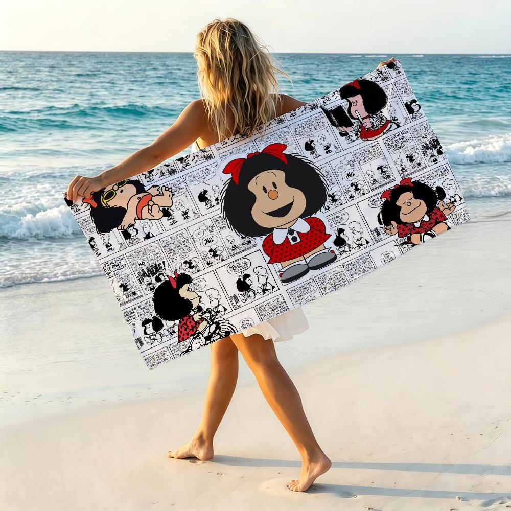 Anime Mafalda Towel Soft Lightweight Anti-Sand Large Beach Towel Quick-Drying Bath Sports Family