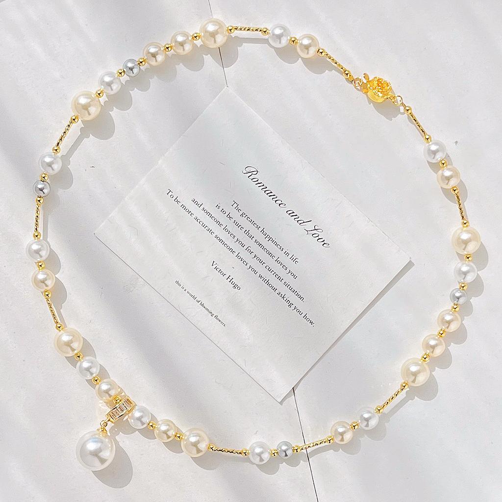 High Quality Artificial Crystal Pearl Necklace Neck Chain Sweater Chain Women'S Pendant