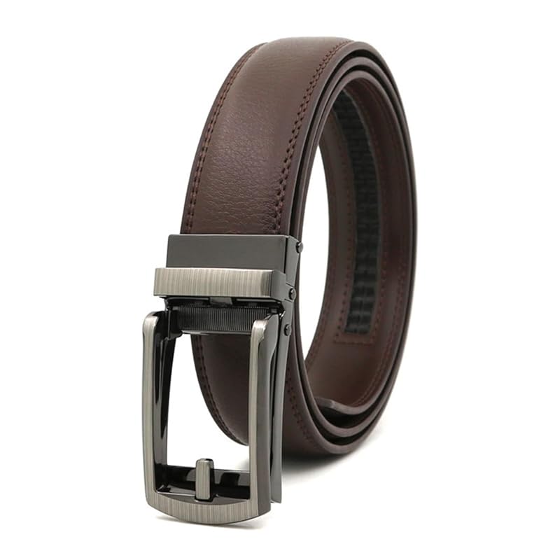 

[KASSAI] mens genuine leather click belt (dark brown, 118cm)