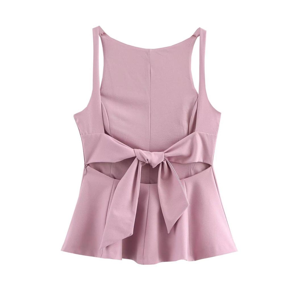 Frühling 2025 Damen Ärmellose Weste mit Schleife am Rücken - Schlank, Süß und Elegant