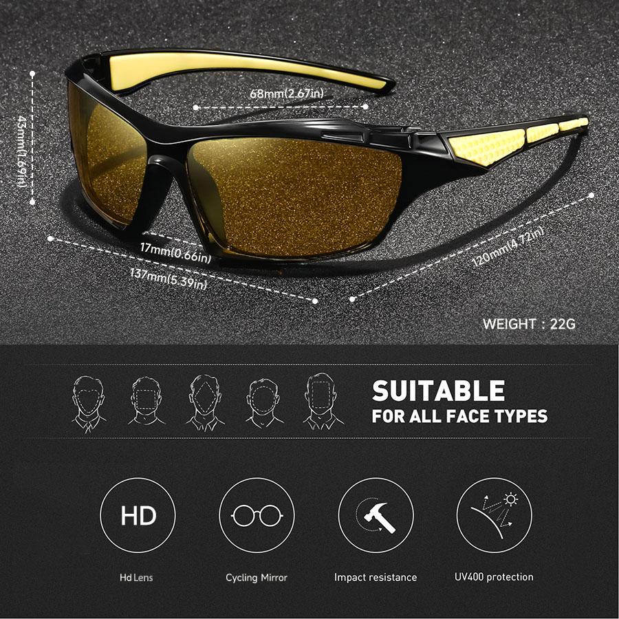 Fashion Vintage Sports Driving Fishing Unisex Night Vision Glasses Reduce Visual Fatigue Lenses Anti Reflective UV400 Eyewear